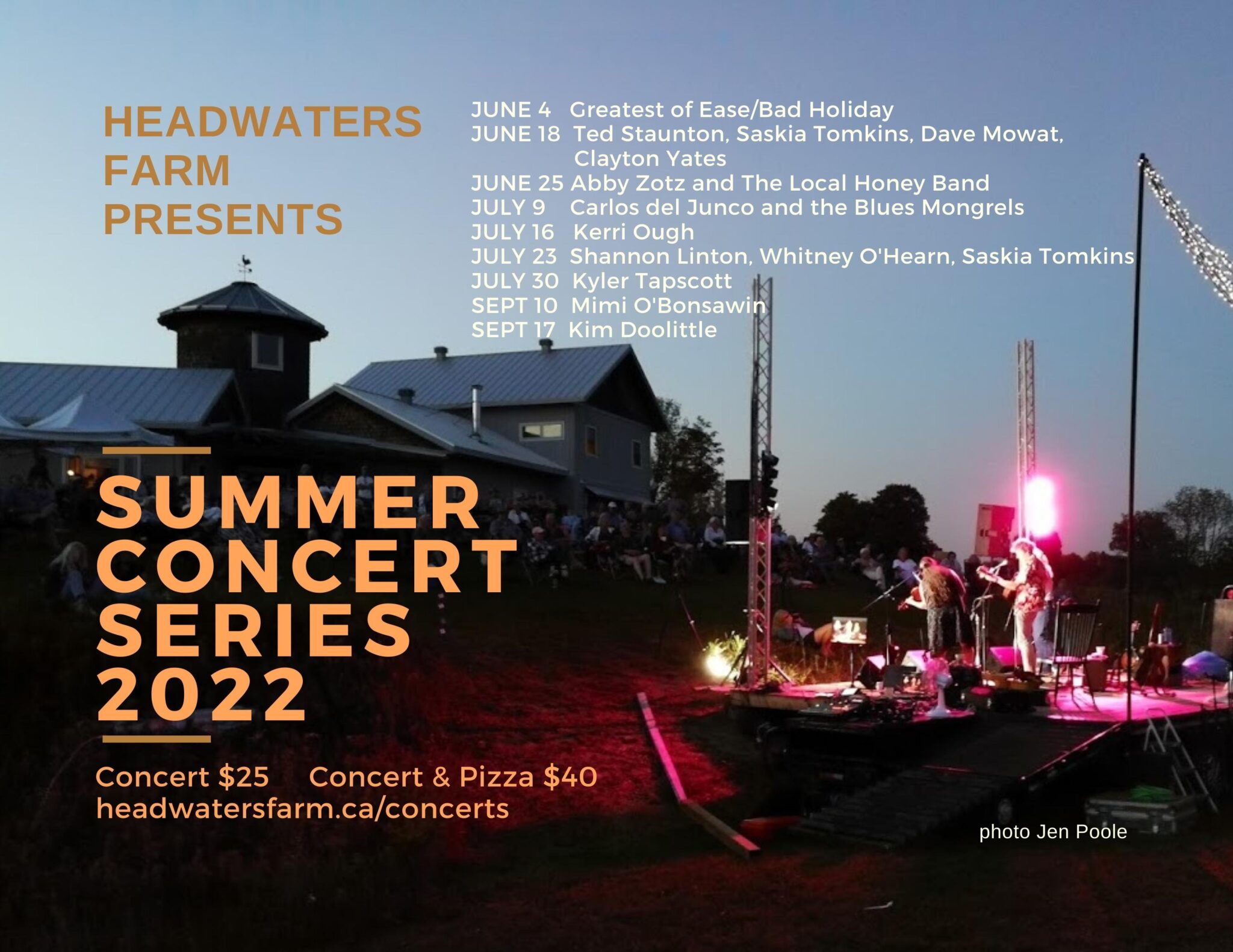 Summer 2022 Concerts Headwaters Farm
